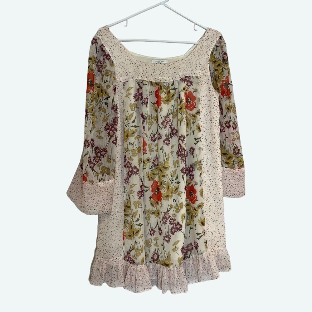 Jevovich Hawk‎ for Target Boho Peasant Swing Dress Floral Long Sleeve Size M